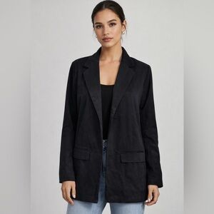 Abercrombie Fitch Black Long Sleeve Open Front Blazer Jacket Womens Size L